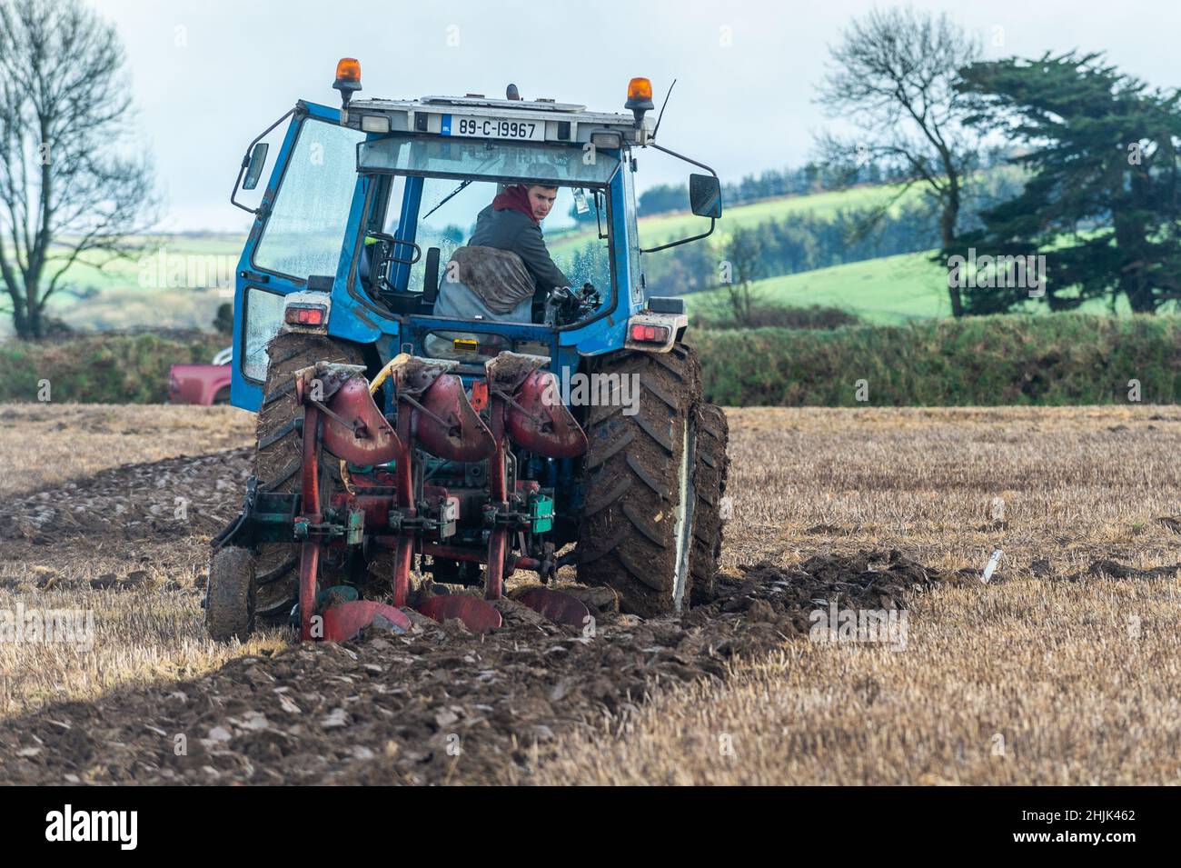 Bandon, West Cork, Irlande.30th janvier 2022.Le match de labour de Bandon a eu lieu aujourd'hui sur les terres de Derek et Pauline Lovell à KnockBrown, Bandon.Malgré la pluie, il y a eu une bonne participation des concurrents.Timmy Lawlor de Reenascreena a participé à l'événement.Crédit : AG News/Alay Live News Banque D'Images