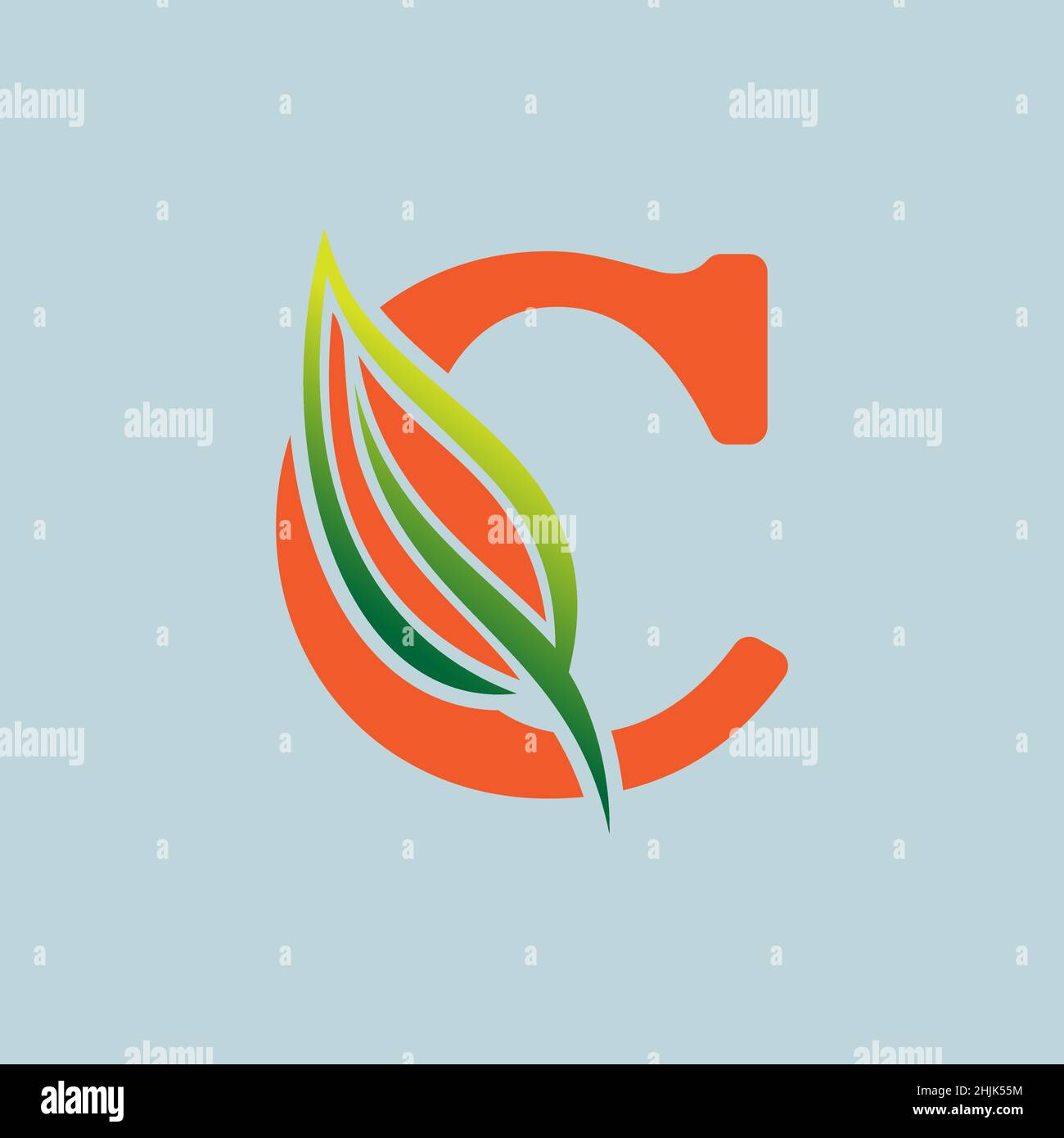 Logo C - lettre initiale C avec feuille - modèle de logo vectoriel monogramme pour les initiales de nom d'entreprise Illustration de Vecteur