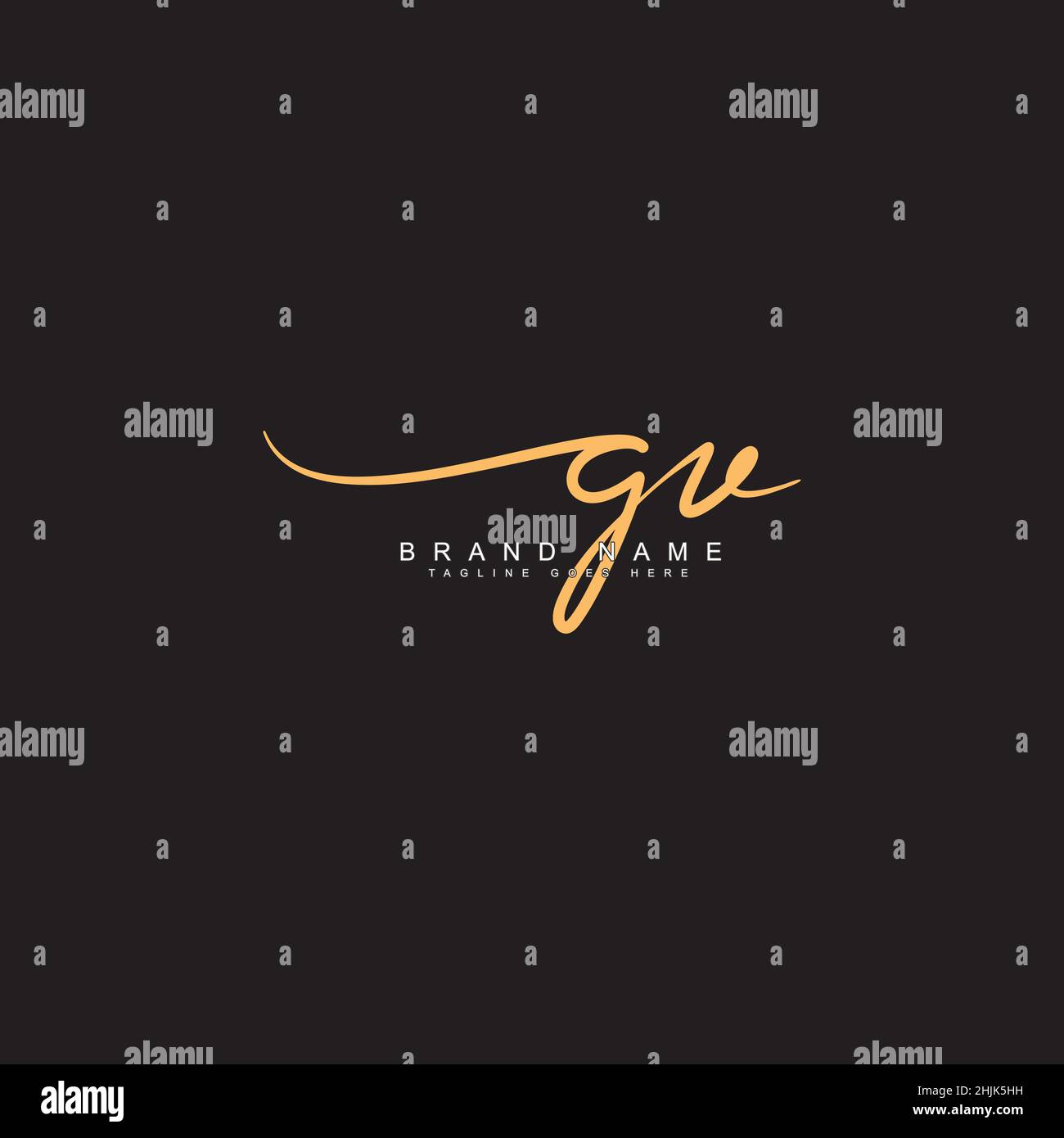 Lettre initiale logo GV - Signature manuscrite logo - simple Vector logo en style Signature pour les initiales Illustration de Vecteur