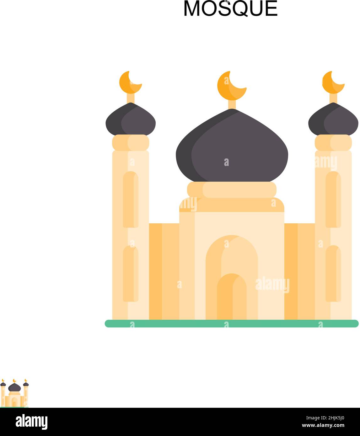 Icône de vecteur simple mosquée.Modèle de conception de symbole d'illustration pour élément d'interface utilisateur Web mobile. Illustration de Vecteur