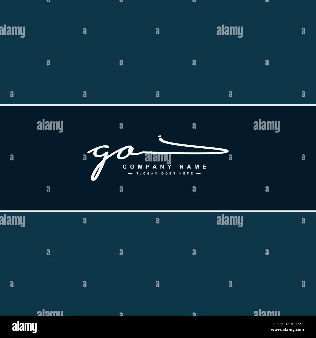 Logo initial Letter GO - logo de style Signature manuscrit - logo vectoriel simple en style Signature pour les initiales Illustration de Vecteur