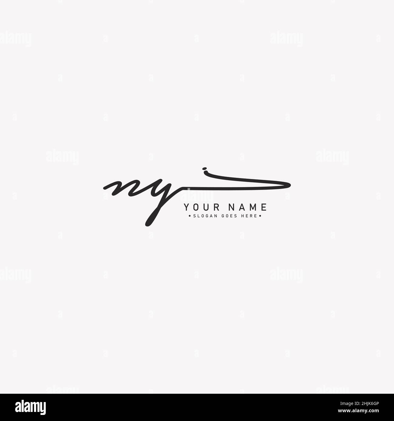 Lettre initiale logo NY - logo Signature dessiné à la main - logo vectoriel simple dans le style Signature pour les initiales Illustration de Vecteur
