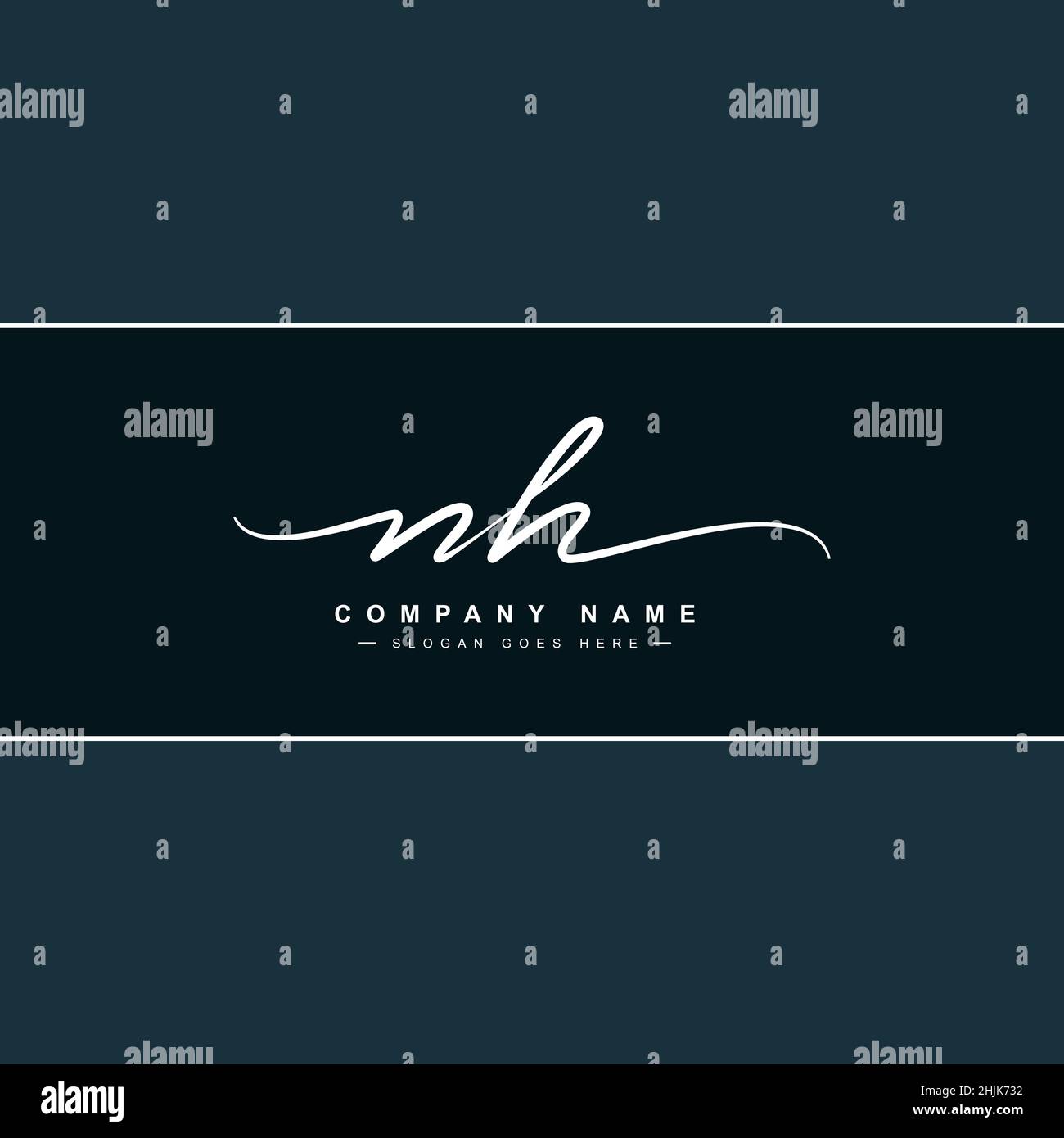 Lettre initiale logo NH - Signature manuscrite logo - simple Vector logo dans le style Signature pour les initiales Illustration de Vecteur