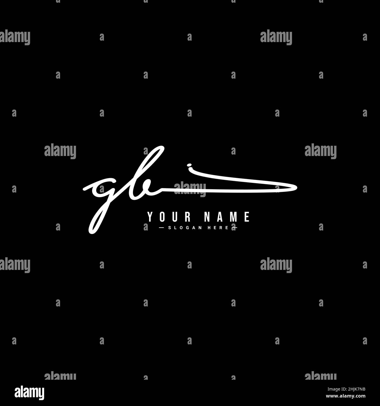 Logo initial lettre GB - logo de signature manuscrite - logo vectoriel simple en style signature pour les initiales Illustration de Vecteur