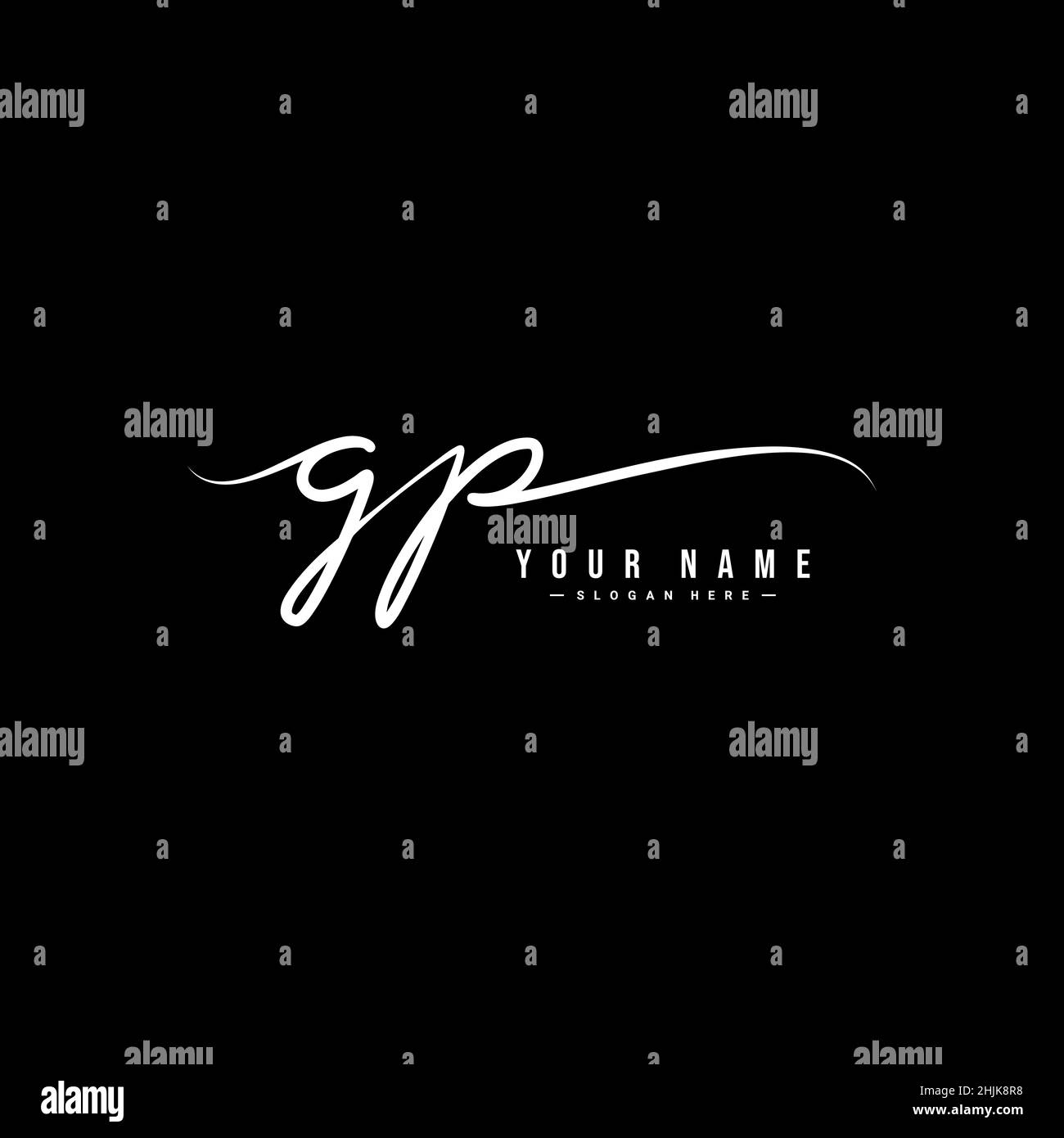 Logo initial lettre GP - logo de signature manuscrite - logo simple Vector dans le style Signature pour les initiales Illustration de Vecteur