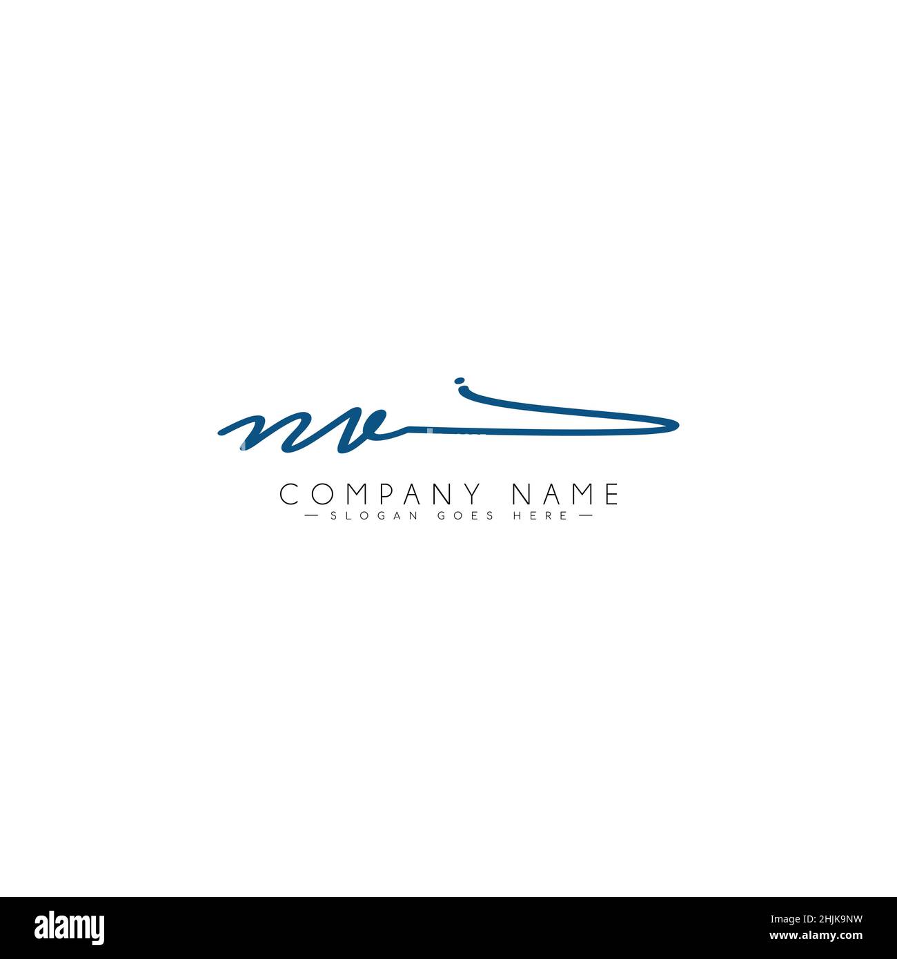 Lettre initiale logo NV - logo Signature dessiné à la main - logo vectoriel simple en style Signature pour initiales Illustration de Vecteur