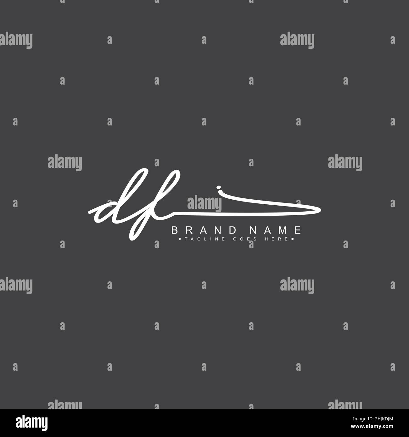Lettre initiale logo DF - logo Signature dessiné à la main - logo vectoriel simple dans le style Signature pour les initiales Illustration de Vecteur