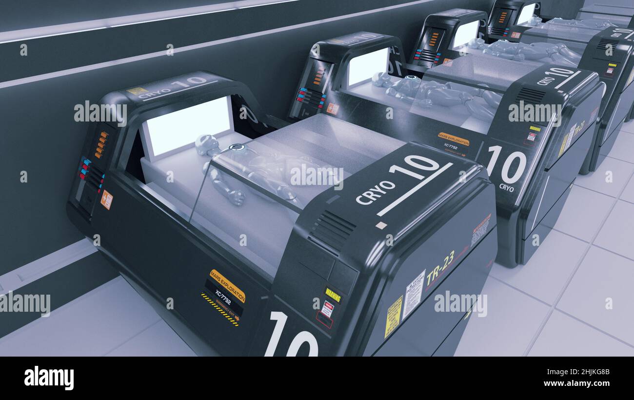 Rendu 3D.Figures humanoïdes et scène sicifi Banque D'Images