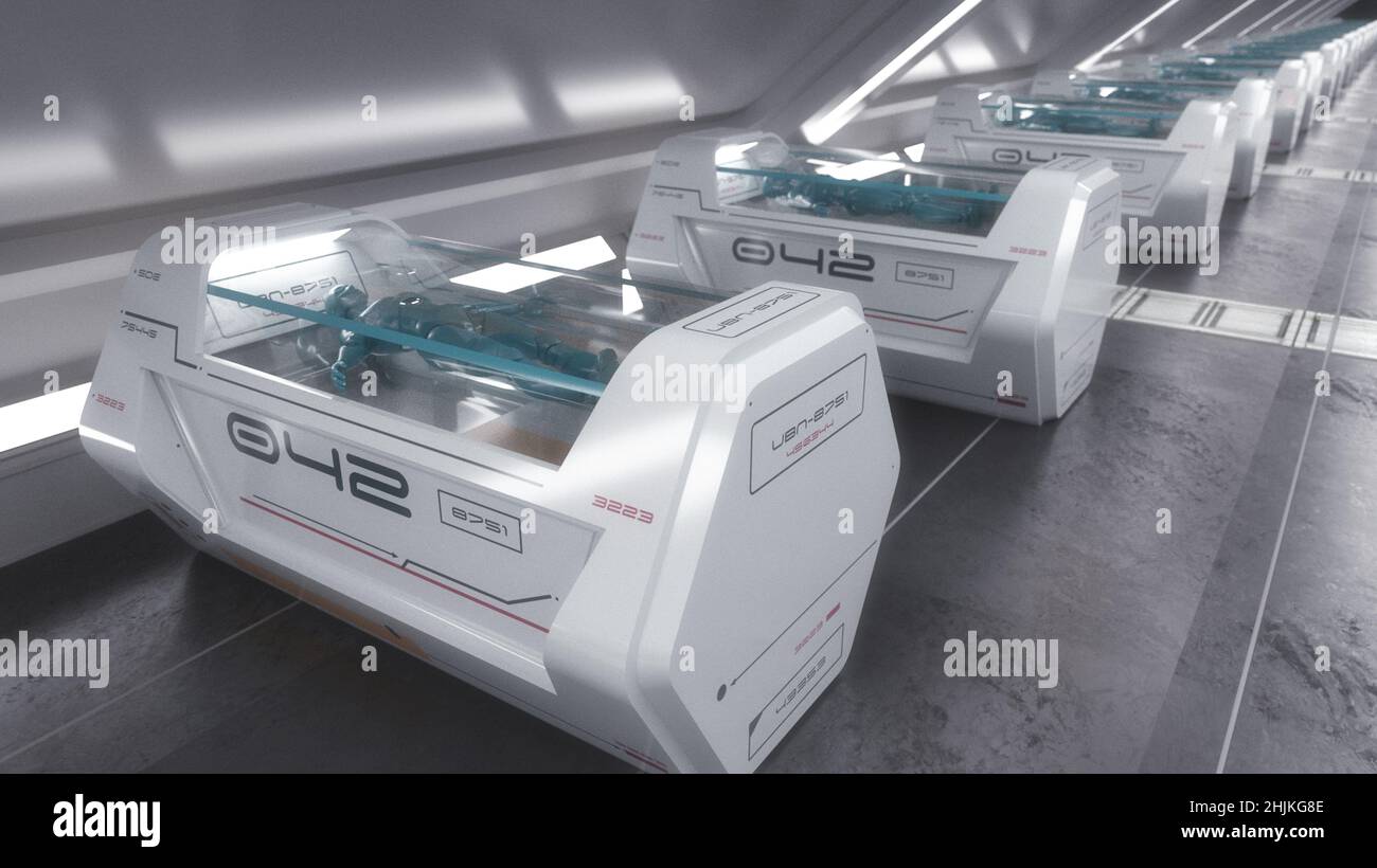 Rendu 3D.Figures humanoïdes et scène sicifi Banque D'Images