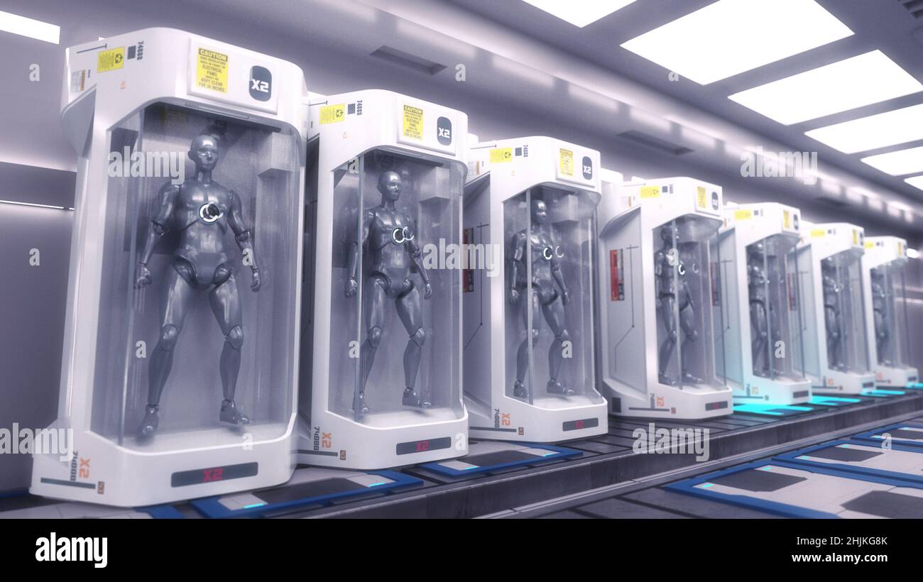 Rendu 3D.Figures humanoïdes et scène sicifi Banque D'Images