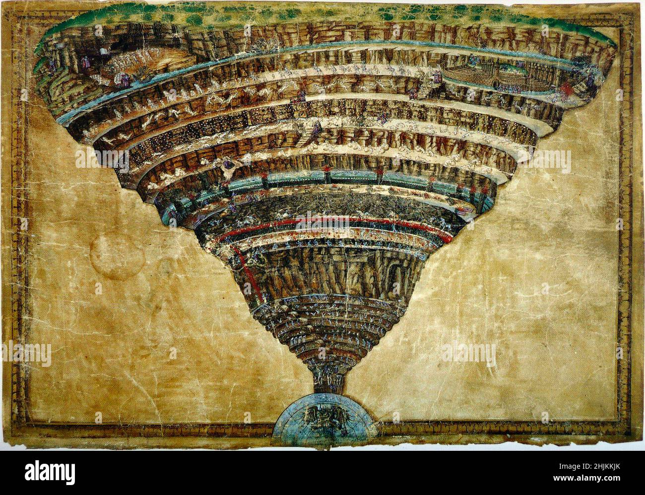 Sandro Botticelli - la carte de l'Enfer, la carte enfer, carte de l'inferno entre 1480 et 1490 Banque D'Images