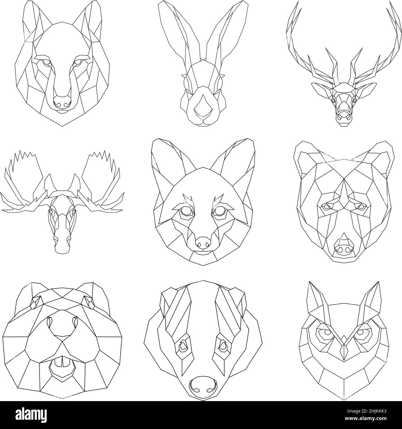 Têtes géométriques d'animaux nordiques.Ensemble de beasts polygonaux.Illustration vectorielle. Illustration de Vecteur Têtes géométriques d'animaux nordiques.Ensemble de beasts polygonaux.Illustration vectorielle. Illustration de Vecteur