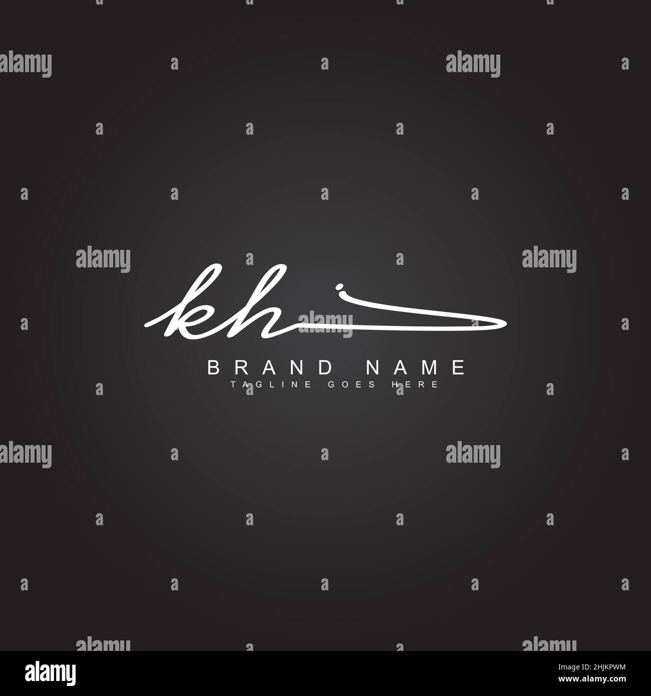 Lettre initiale logo KH - logo Signature manuscrite - logo vectoriel minimal pour les initiales en mode d'écriture manuscrite Illustration de Vecteur