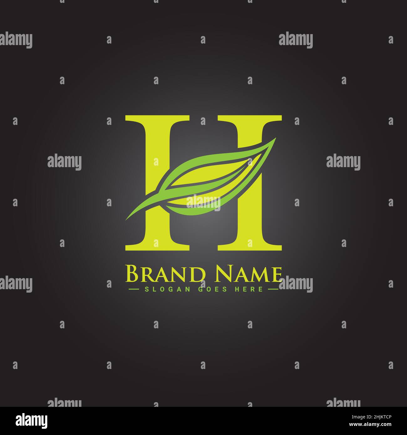 H lettre Herbal logo - modèle vectoriel de lettre H avec feuille - Monogram Vector logo Template for Business Name initiales Illustration de Vecteur