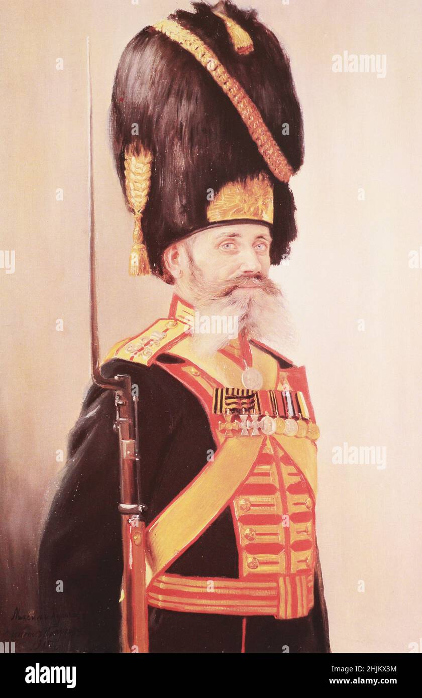 Palais grenadier de l'Empire russe.Peinture de la fin 19th - début 20th siècles. Banque D'Images