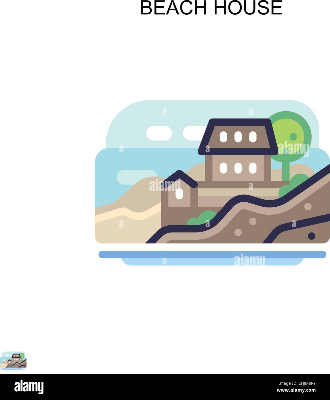Maison de plage simple icône de vecteur.Modèle de conception de symbole d'illustration pour élément d'interface utilisateur Web mobile. Illustration de Vecteur