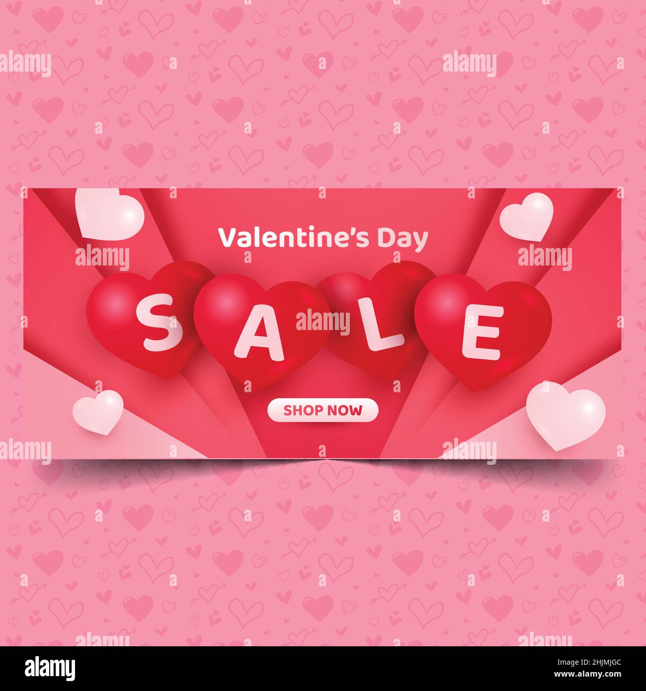 réaliste saint-valentin vente horizontale bannière design vecteur illustration dessin vecteur illustration Illustration de Vecteur