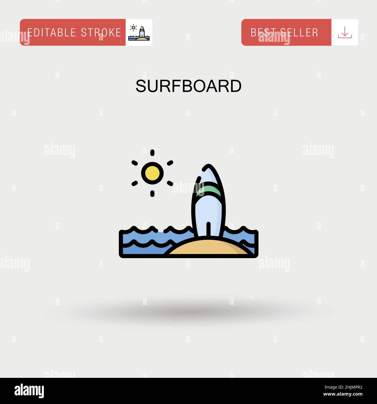 Icône de vecteur simple de surf. Illustration de Vecteur