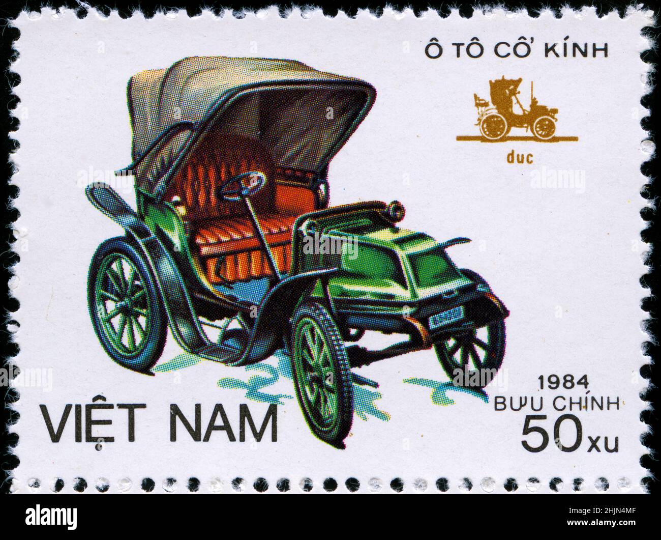 Timbre-poste du Vietnam dans la série Old automobiles publié en 1984 Banque D'Images