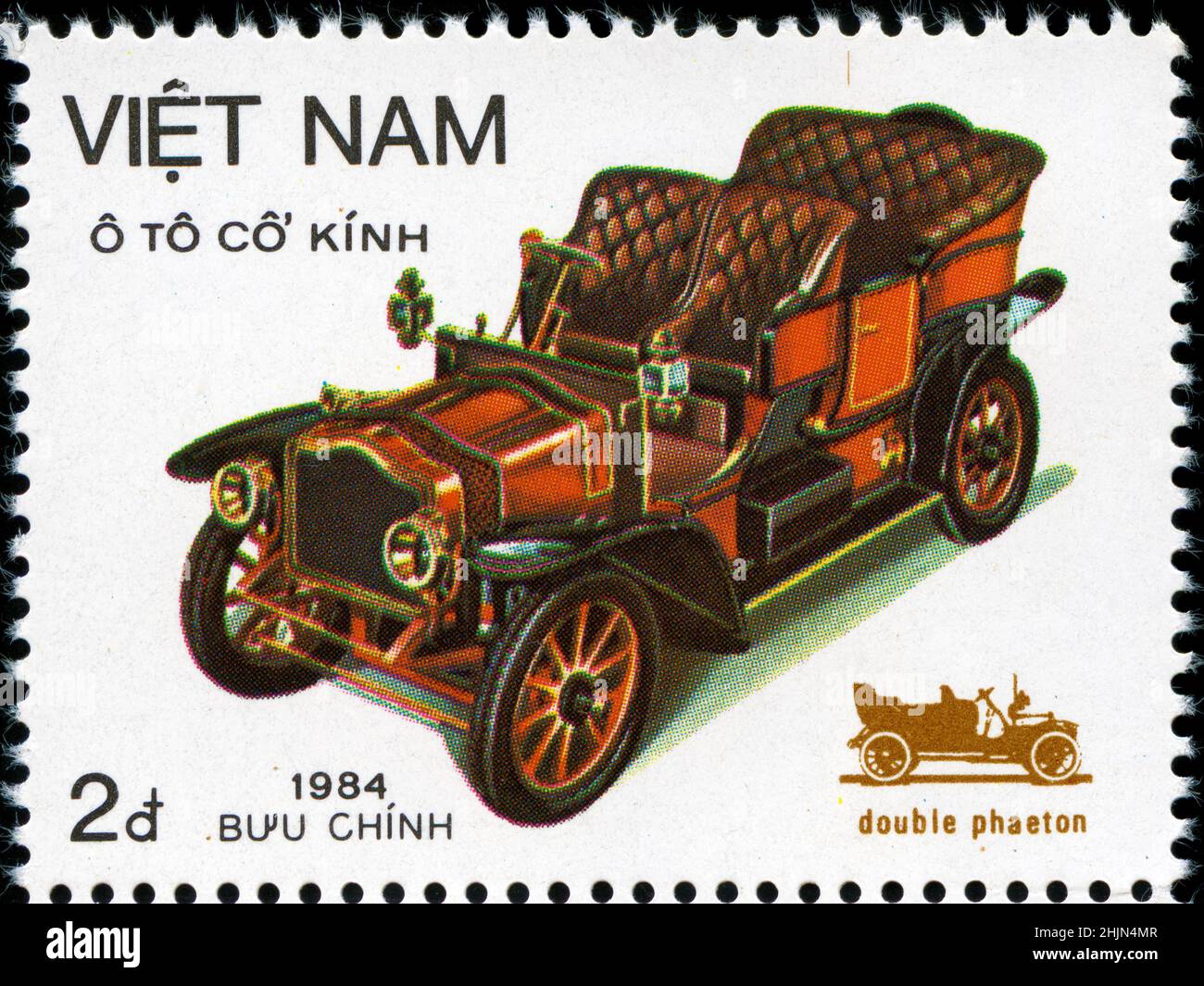 Timbre-poste du Vietnam dans la série Old automobiles publié en 1984 Banque D'Images