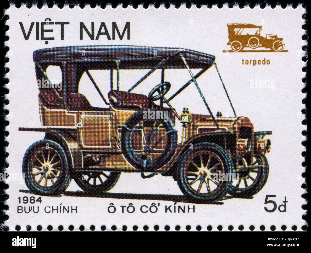 Timbre-poste du Vietnam dans la série Old automobiles publié en 1984 Banque D'Images
