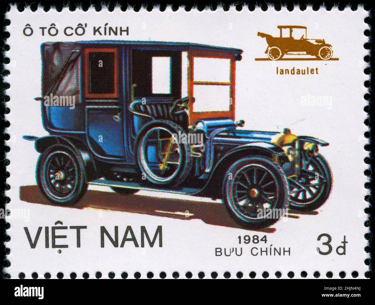 Timbre-poste du Vietnam dans la série Old automobiles publié en 1984 Banque D'Images