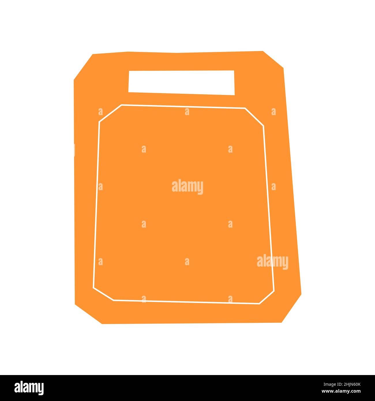 Illustration vectorielle isolée à plat avec image simplifiée de la planche à découper en bois de couleur orange.Arrière-plan blanc Illustration de Vecteur