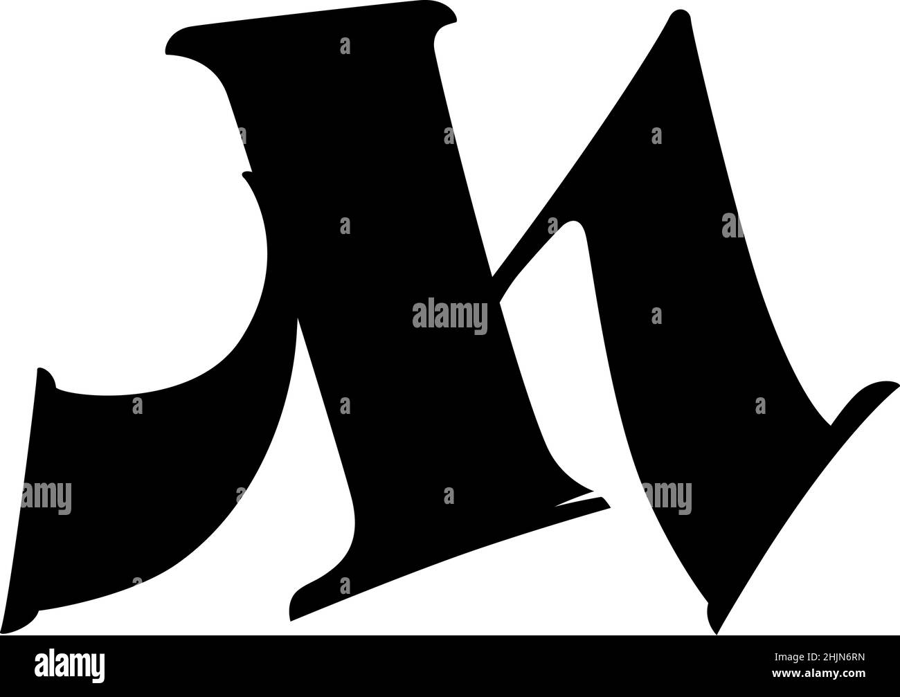 Lettre de style gothique.Vecteur.Ancien alphabet.Le symbole est isolé sur un fond blanc.Calligraphique, lettre latine médiévale.Logo de la maquette Illustration de Vecteur