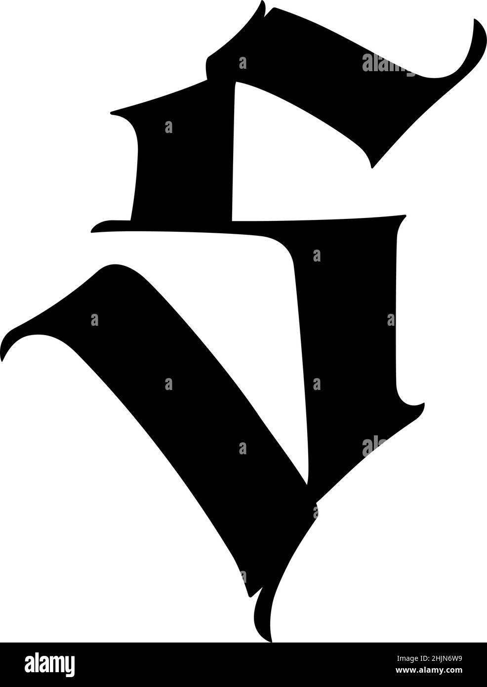 Lettre S, dans le style gothique. Vecteur. L'alphabet. Le symbole est isolé sur un fond blanc Lettre S, dans le style gothique. Vecteur. L'alphabet. Le symbole est isolé sur un fond blanc
