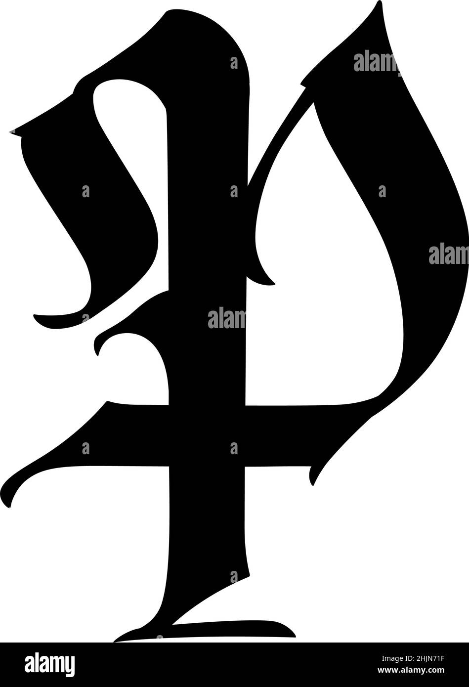 Lettre P, dans le style gothique. Vecteur. L'alphabet. Le symbole est isolé sur un fond blanc. De la calligraphie et de lettrage. Lettre en latin médiéval. Logo Illustration de Vecteur