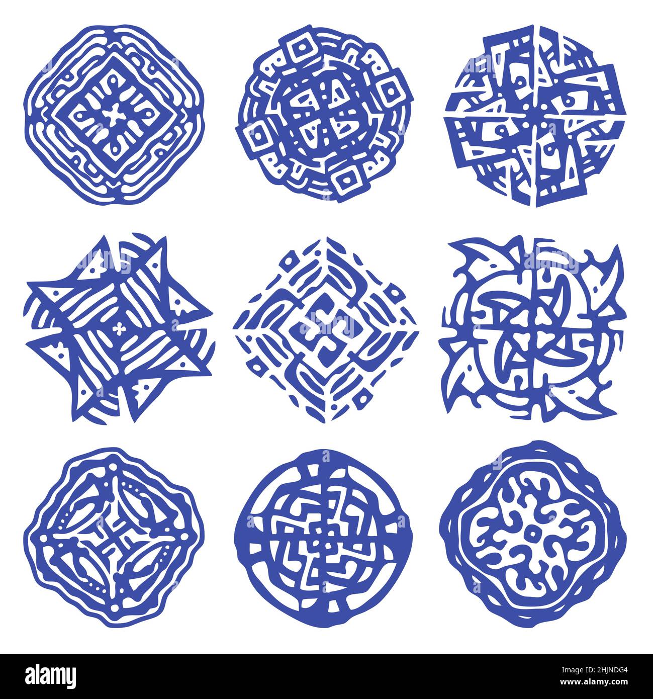 Ensemble de mandalas abstraites dessinées à la main en style boho. Illustration vectorielle Illustration de Vecteur