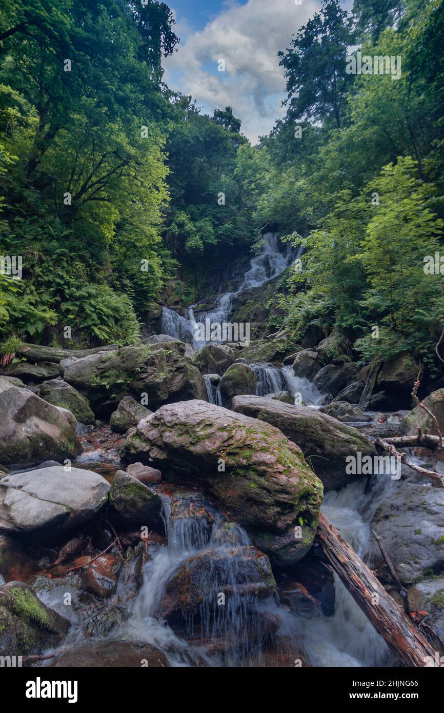 Cascade de Torc, montagnes de Mangerton, cascade du sanglier, cascade longue, rivière Owengarriff, parc national de Killarney, Irlande Banque D'Images