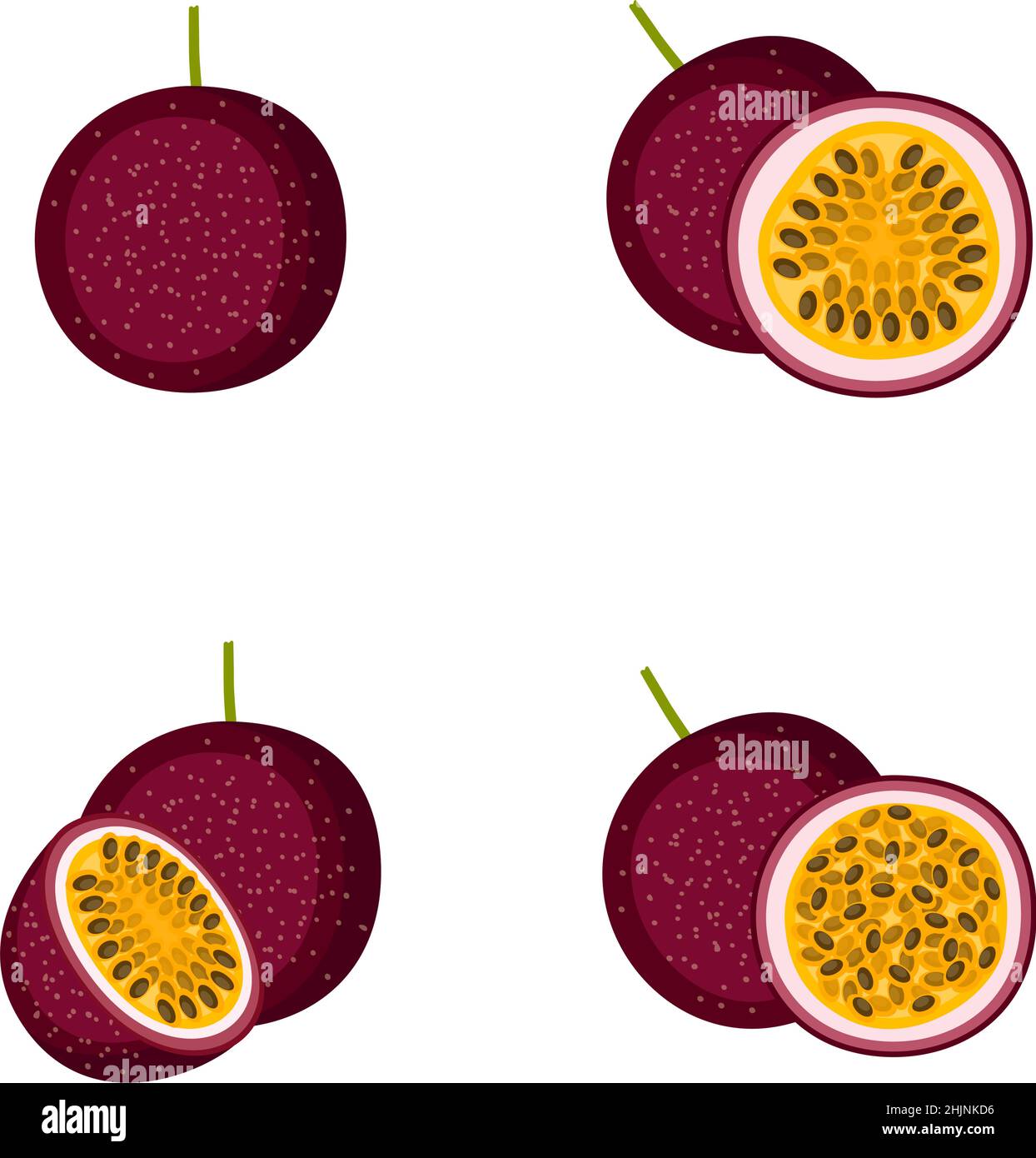 Fruit de la passion, fruit entier, moitié, illustration vectorielle Illustration de Vecteur