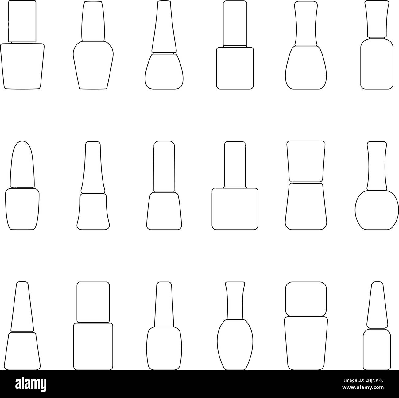 Ensemble de contours de flacons de vernis à ongles, illustration vectorielle Illustration de Vecteur