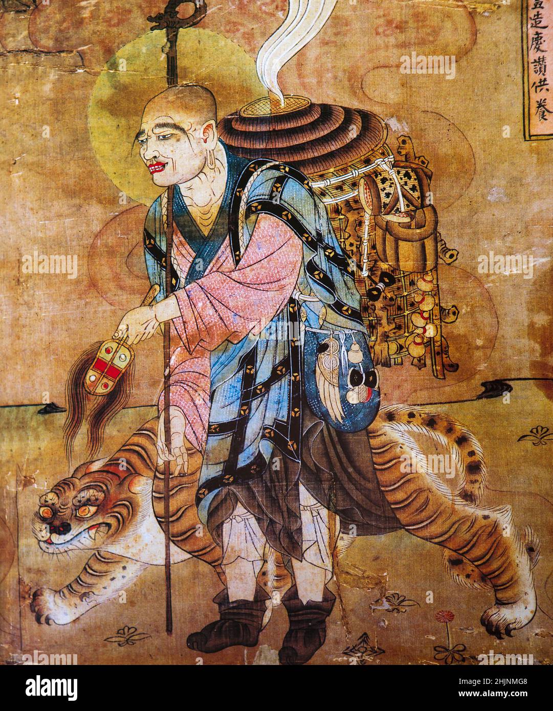 BEIJING, CHINE 10 DÉCEMBRE 2014 : Sha Wuizing HERO représentant Frescoe tuant le démon Zhu Bajie, Beijing, Chine, 10 décembre 2014,Dans Beiji Banque D'Images