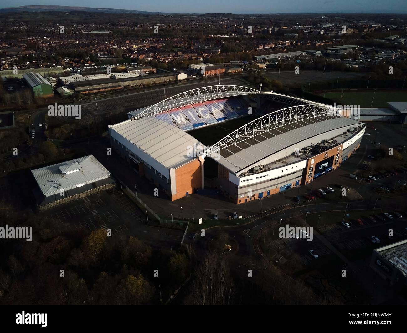 Stade DW, Wigan, Royaume-Uni Banque D'Images