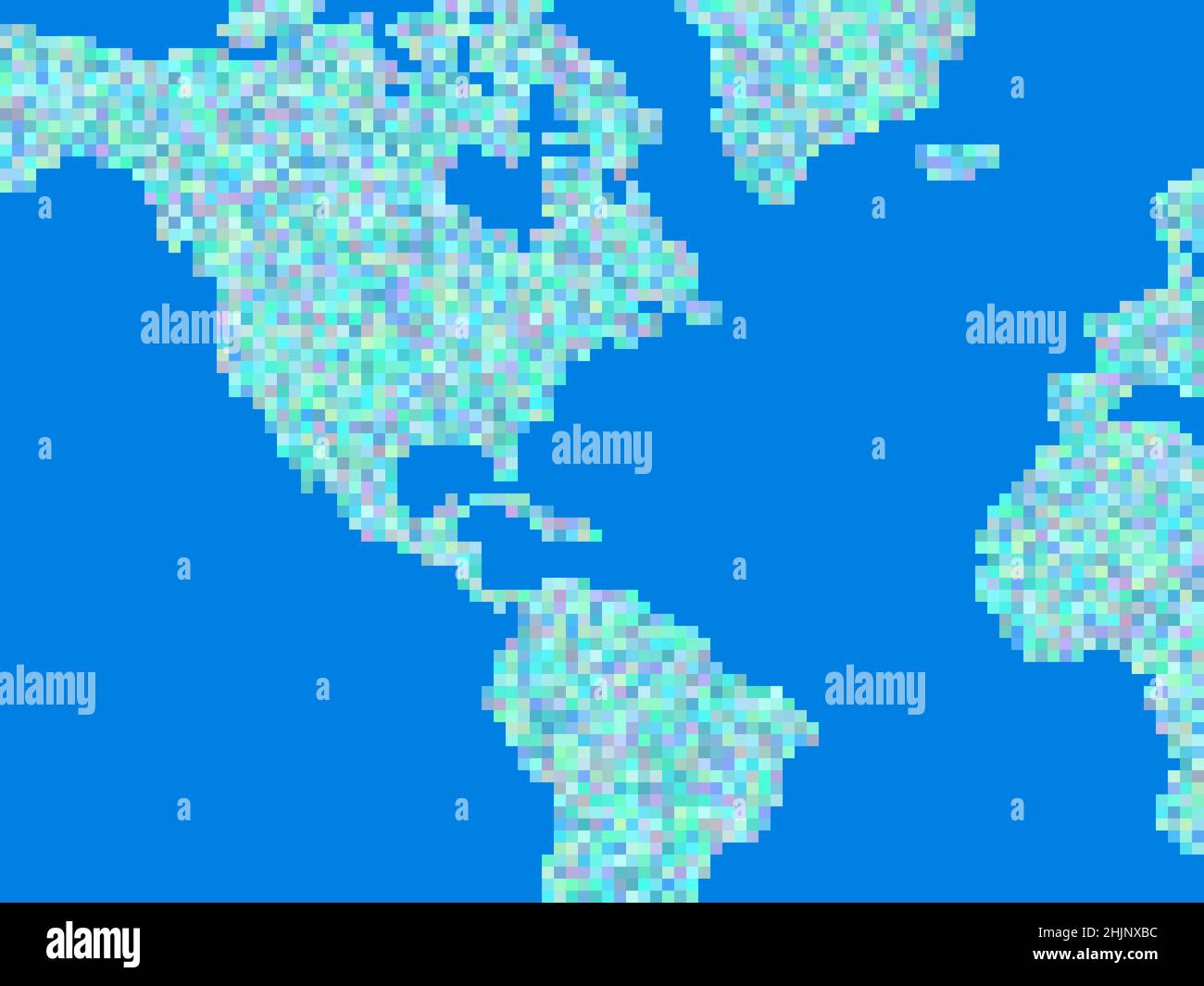 Continents de la planète Terre dans le style de l'art des pixels.Carte des pixels de l'Amérique du Nord, de l'Amérique du Sud et de l'Afrique.Graphiques rétro 8 bits pour impression de pro promotionnel Illustration de Vecteur