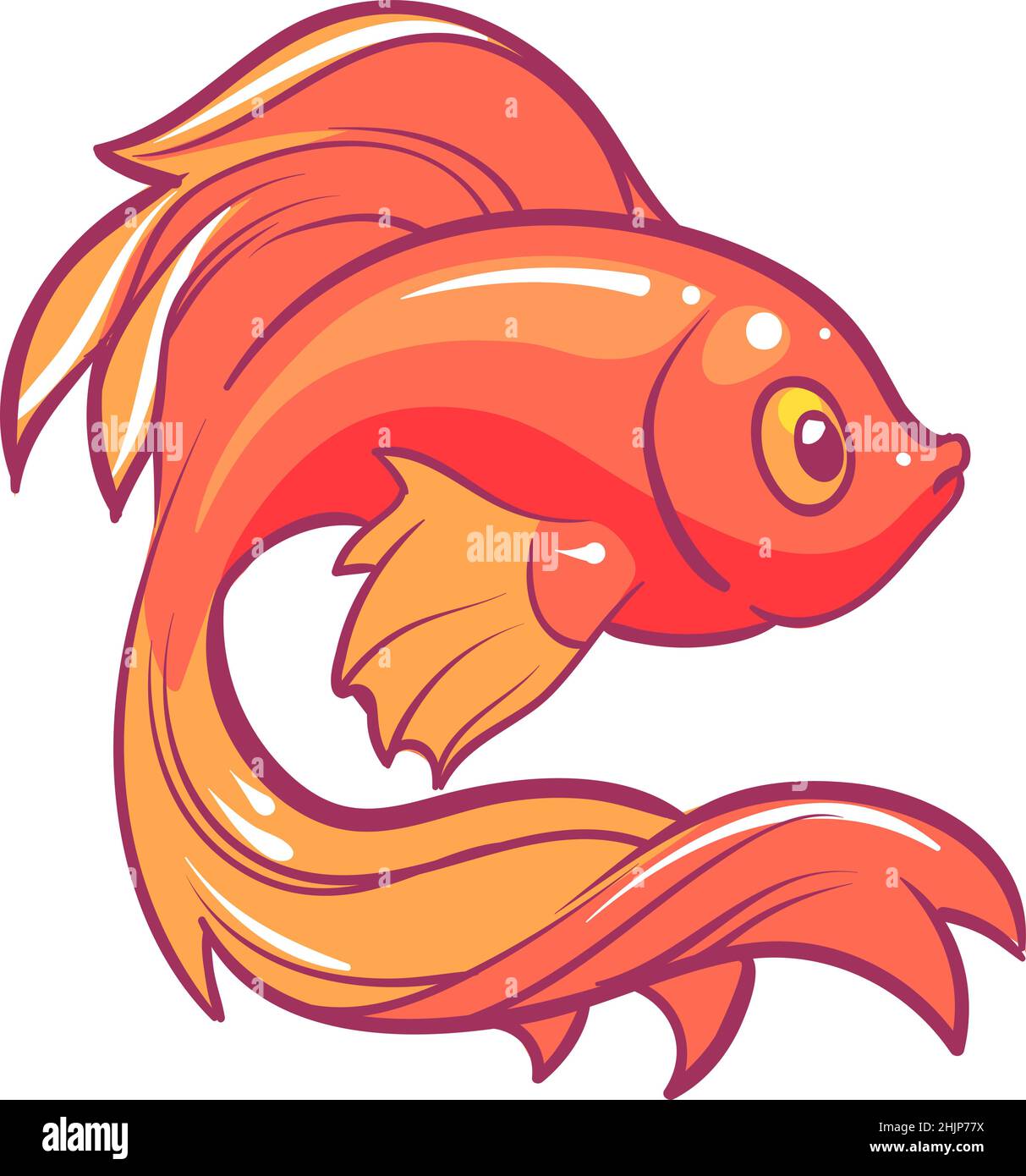 Icône de poisson doré.Dessin animé poisson doré.Animal sous-marin Illustration de Vecteur