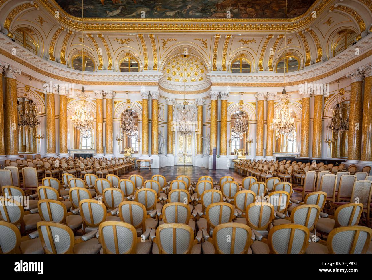 Grande salle d'Assemblée au château royal de Varsovie - Varsovie, Pologne Banque D'Images