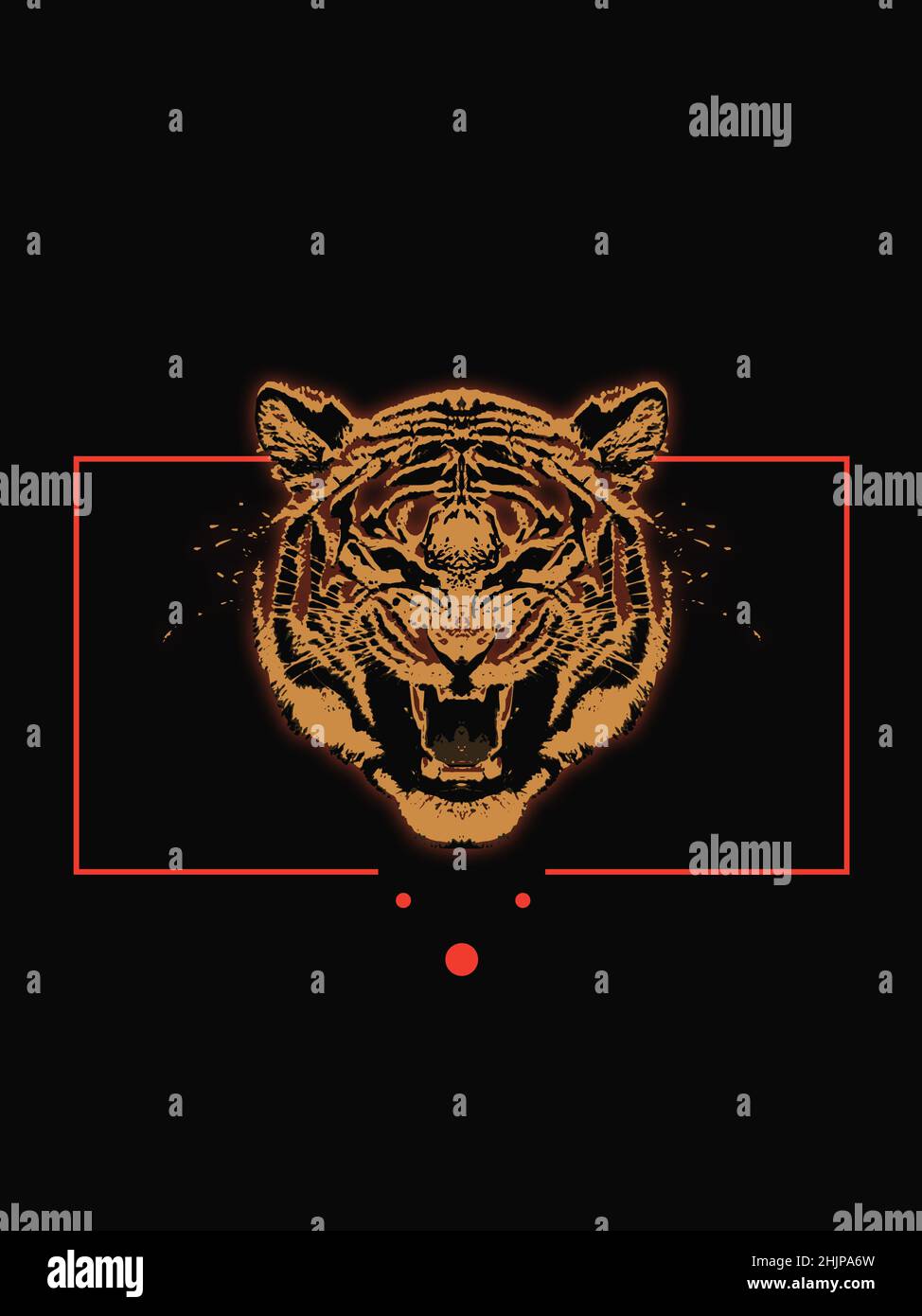 Tête de tigre sur fond noir, rendu 3D Banque D'Images