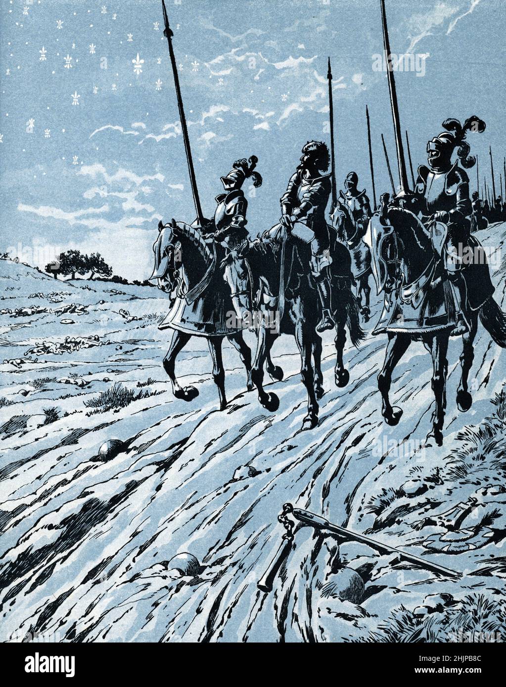 ' Tout est perdu pour l'honoreur' le roi de France François Ier (1515-1547) l'aurait ecrite dans une lettre a sa Mere, Louise de Savoie (1476-1531), après avoir été arrete par les troupes de son rival, l'empereur Charles Quin (1516-1558), apres sa de capture la bataille 1525(Tout est perdu, pour l'honneur de François Ier (1494 - 1547) à sa mère après la défaite de la bataille de Pavie en 1525 contre Charles V (ou Charles V 1500-1558) lacuration de Job (1858-1931) tiree de 'les mois historiques du pays de France' 1896 Collection privee Banque D'Images