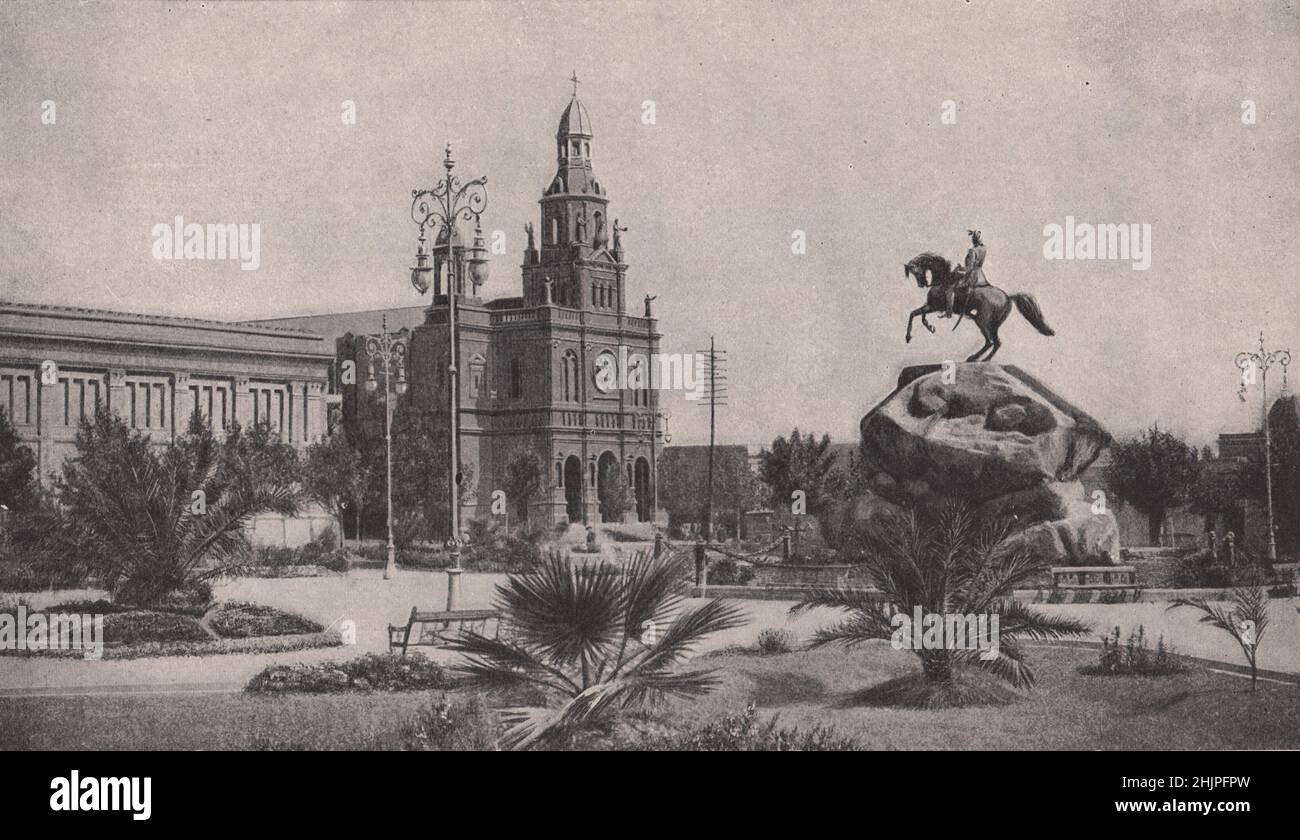 Plaza San Martin dans la ville de Mendoza, la scène de nombreux événements historiques. Argentine (1923) Banque D'Images