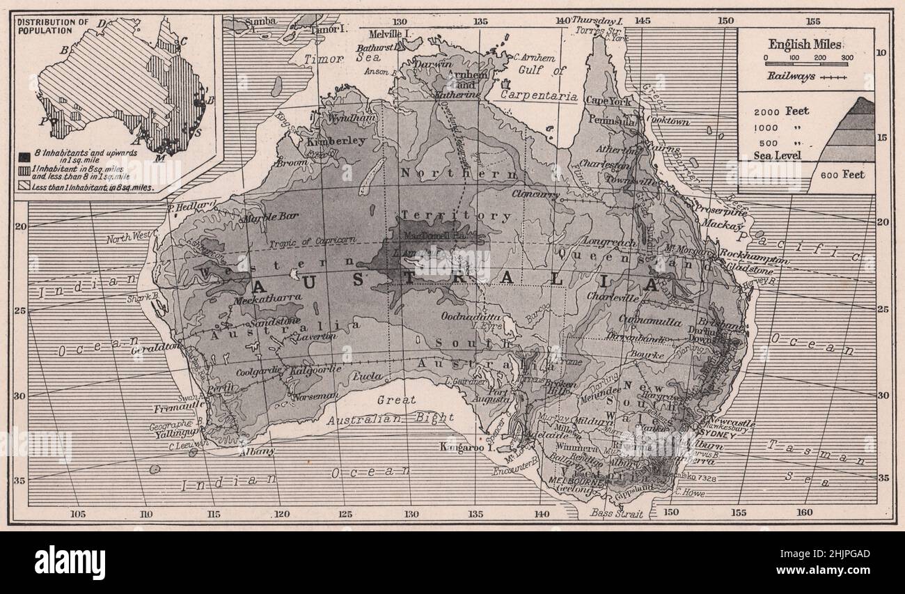 La Grande Île-continent sous la croix sud. Australie (carte 1923) Banque D'Images