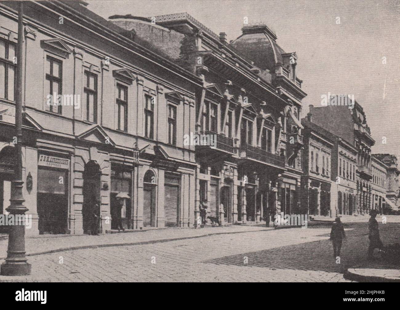 Partie de la rue du roi Pierre dans la ville de Belgrade. Serbie (1923) Banque D'Images