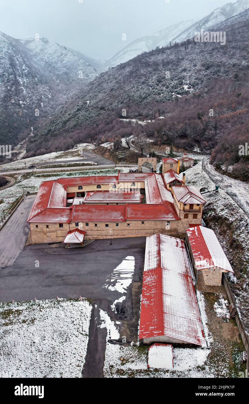 Monastère de Sparmos (Sainte Trinité) (16th siècle), montagne Olympe, commune d'Elassona, Larissa, Banque D'Images