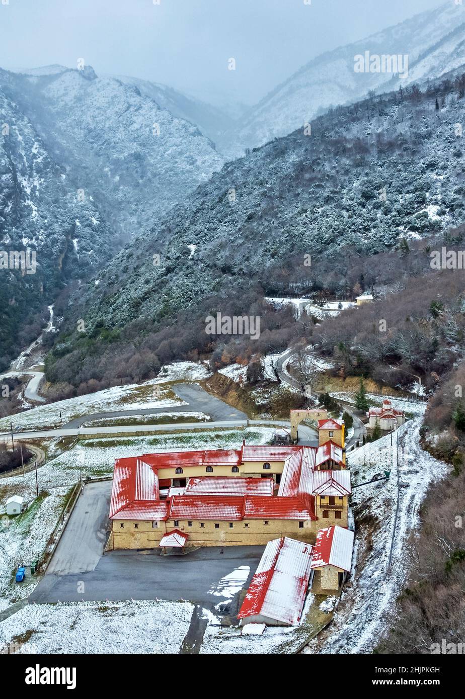 Monastère de Sparmos (Sainte Trinité) (16th siècle), montagne Olympe, commune d'Elassona, Larissa, Banque D'Images