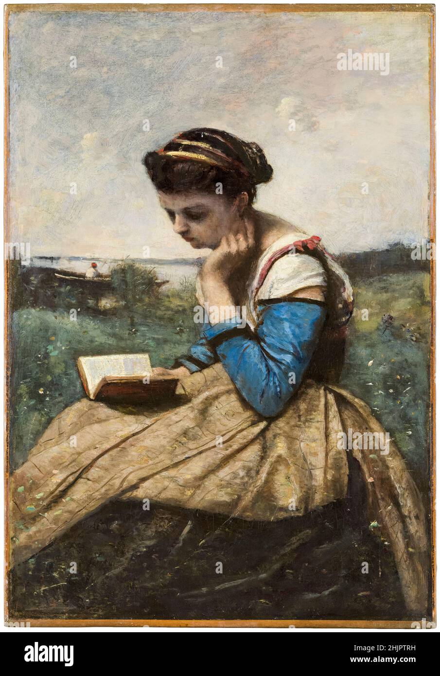Jean Baptiste Camille Corot, Femme lecture, peinture, 1869 et 1870 Banque D'Images Jean Baptiste Camille Corot, Femme lecture, peinture, 1869 et 1870 Banque D'Images