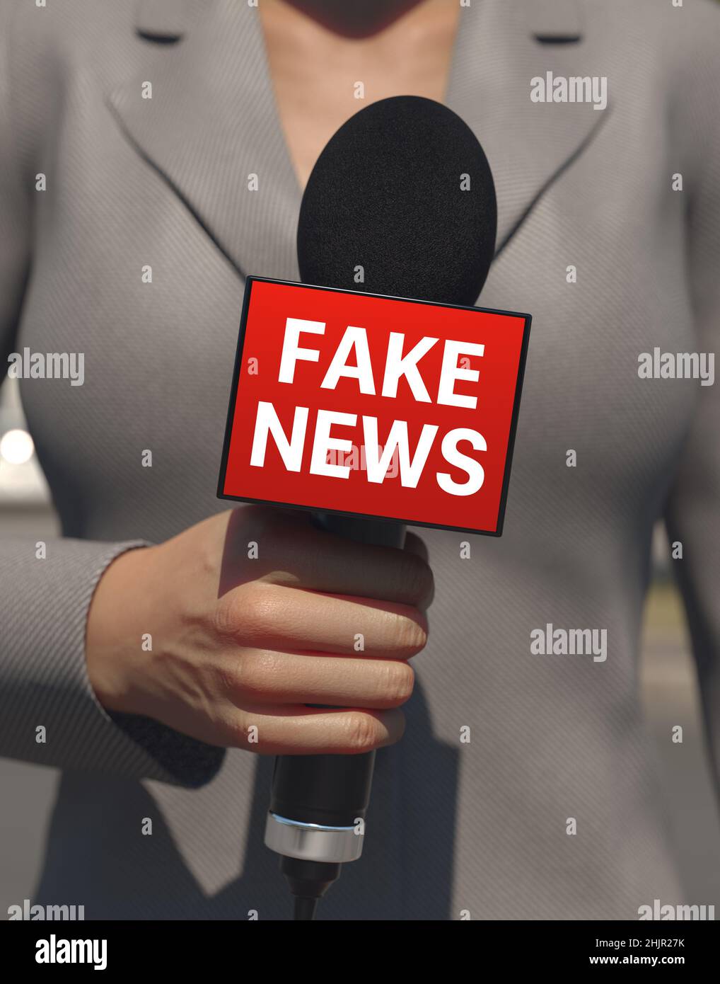 Fake News reporter concept, rendu 3D Banque D'Images