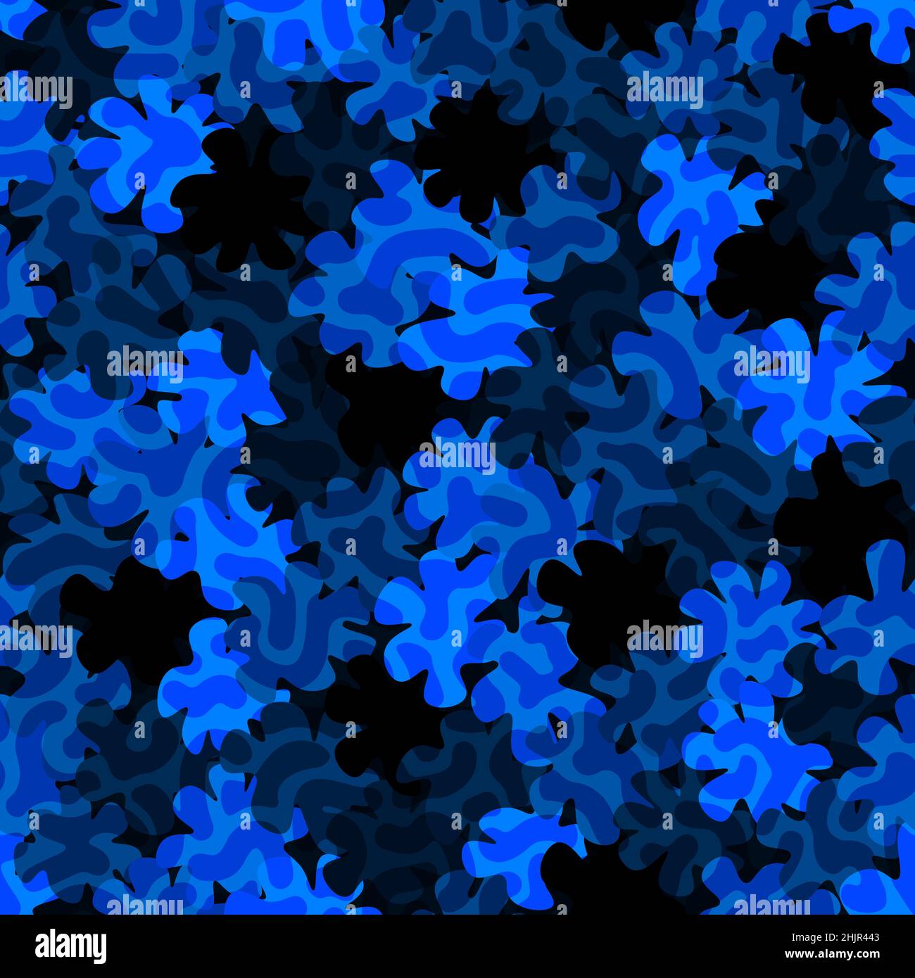 Bleu saphir motif camouflage toxique fond illustration vectorielle sans couture Illustration de Vecteur