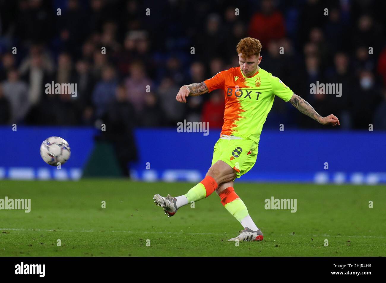 Cardiff, Royaume-Uni.30th janvier 2022.Jack Colback de la forêt de Nottingham en action.Match de championnat EFL Skybet, Cardiff City et Nottingham Forest au Cardiff City Stadium de Cardiff, pays de Galles, le dimanche 30th janvier 2022. Cette image ne peut être utilisée qu'à des fins éditoriales.Utilisation éditoriale uniquement, licence requise pour une utilisation commerciale.Aucune utilisation dans les Paris, les jeux ou les publications d'un seul club/ligue/joueur. photo par Andrew Orchard/Andrew Orchard sports Photography/Alamy Live News crédit: Andrew Orchard sports Photography/Alamy Live News Banque D'Images